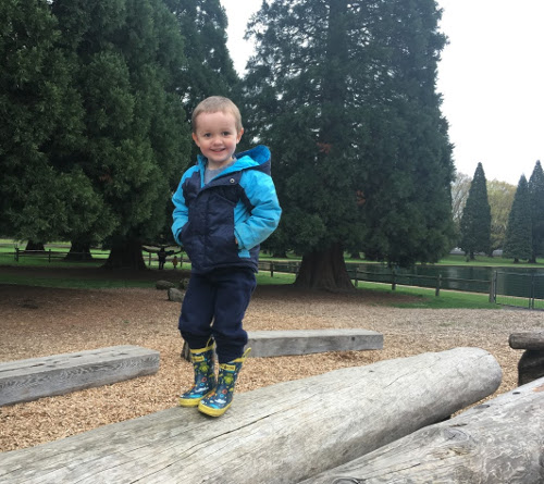 Julian walking on the log.