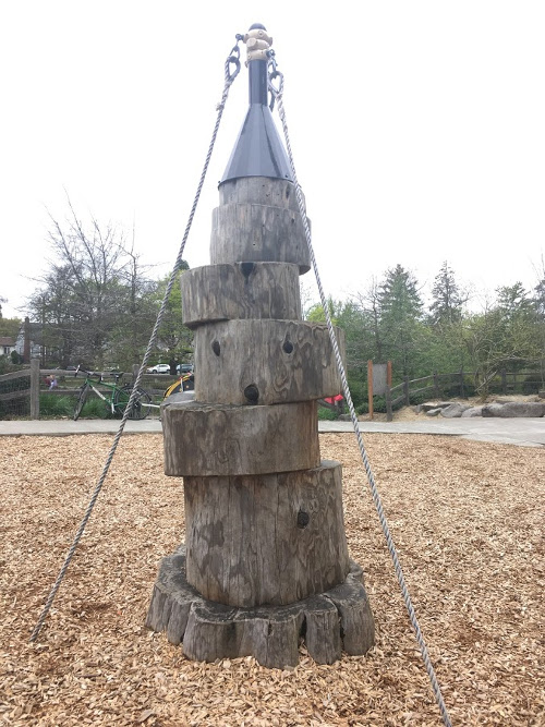 Wood climbing tower.