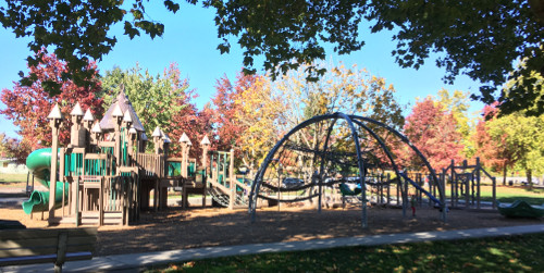 North side of playground. Shows the climbing options.