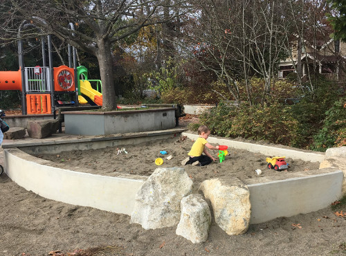 Sandbox with toys.