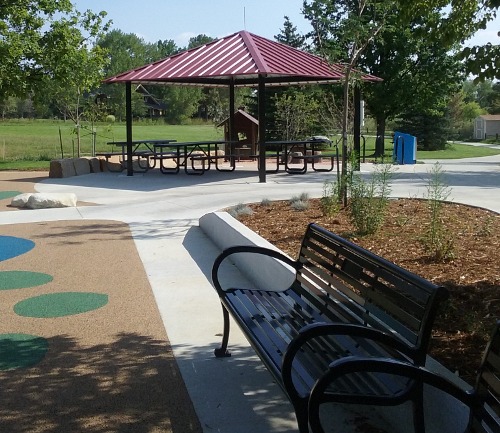 Picnic shelter and bench