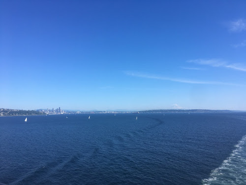 Puget Sound with Seattle in the distance.