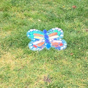 Butterfly mosaic tile.