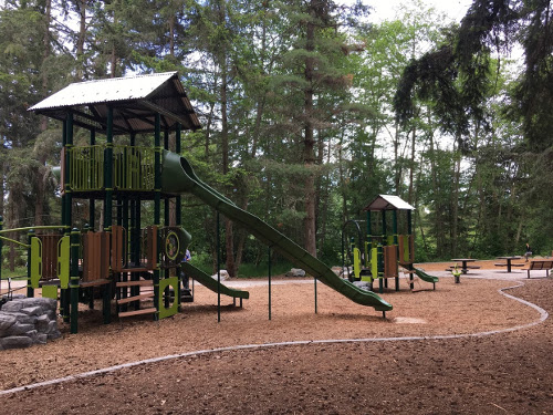 View of large and small play structures